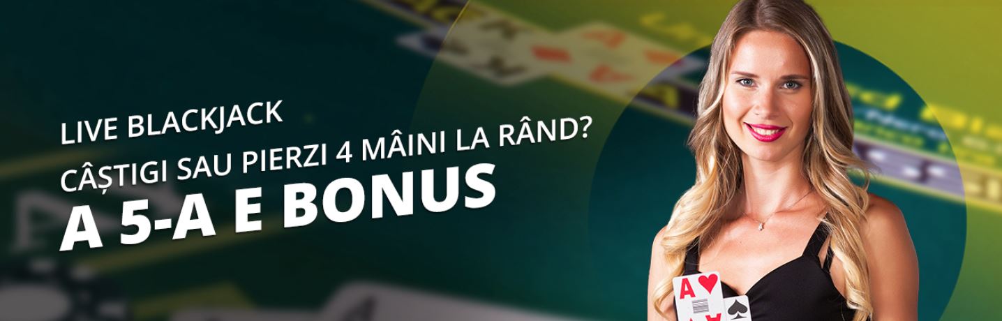 A cincea mana e bonus la Live Blackjack de la eFortuna